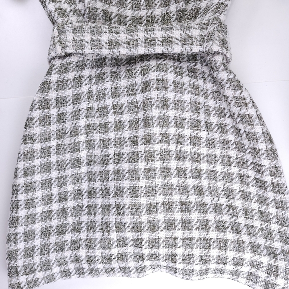 New Zara Grey White Cotton Tweed Weave Dress Size S - Picture 7 of 16